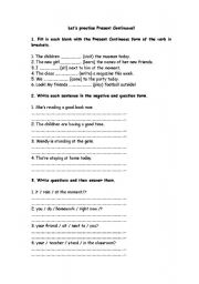 English Worksheet: lets practise present continuous