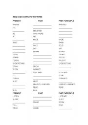 English worksheet: verbs