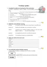 English Worksheet: vocabulary revision