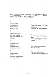 English Worksheet: Valentines poems