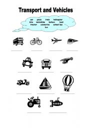 English Worksheet: transport and Vehicles