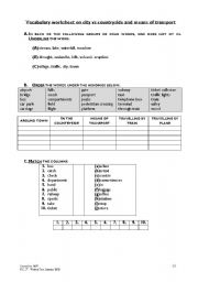 English Worksheet: Vocabulary on city vs countryside and transorts