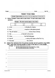 English Worksheet: Present Tense Verbs