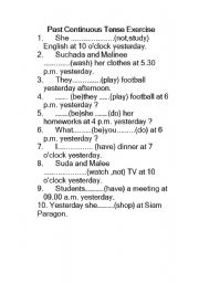 English worksheet: Past Continuous Tense Exercise