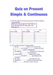 English Worksheet: Present Simple Present Continuous worksheet