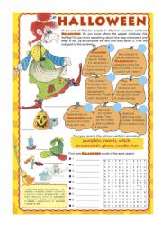 English Worksheet: HALLOWEEN WORKSHEET