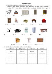 English Worksheet: furniture workseet
