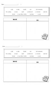 English Worksheet: do and make