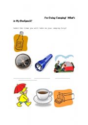 English Worksheet: Camping Trip:  Comparing Sizes and Camping Vocabulary
