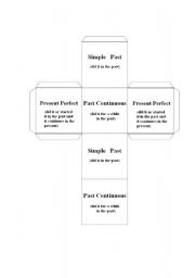 English Worksheet: Verb Tense Dice: Simple Past, Past Continuous, and Present Perfect Communication Activity