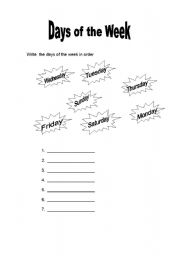 English worksheets: Days of the week and months of the year