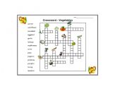English worksheet: Vegetables Crossword