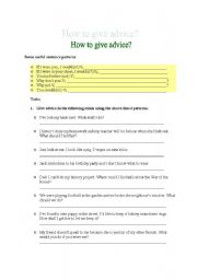 English Worksheet: How To Give Advice