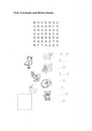 English worksheet: farm animals