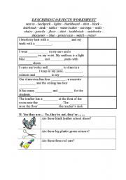 English Worksheet: describing objects worksheet