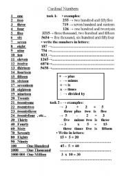 English Worksheet: Cardinal Numbers 