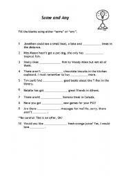 English Worksheet: Some and Any