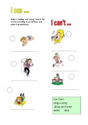 English Worksheet: Can-cant ......