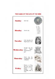 The names of the days of the week 