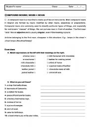 English Worksheet: Compound nouns: noun+noun