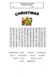 English worksheet: christmas wordpuzzle