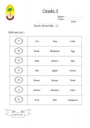 English Worksheet: odd one out