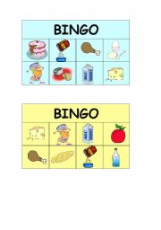 English Worksheet: food bingo