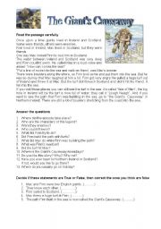 English Worksheet: The giants Causeway