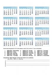 English Worksheet: CALENDAR MONTHS DATES