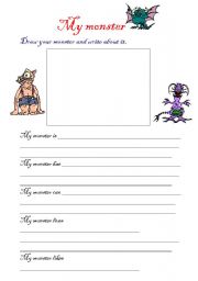 English Worksheet: My monster