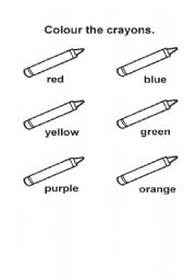 English Worksheet: Colour the crayons