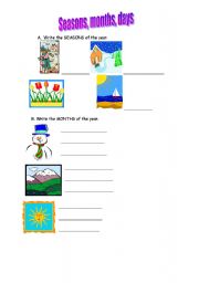 English Worksheet: Seasons, months, days