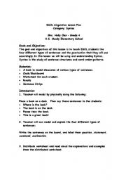 English worksheet: ESOL Linguistics Lesson Plan: Syntax