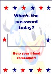 English worksheet: Password chart for your classroom