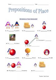 English Worksheet: prepositions of place