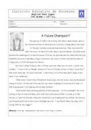 English Worksheet:  A Champions Daily rOUTINE