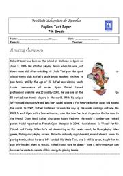 English Worksheet: Rafael Nadal - A short Biography