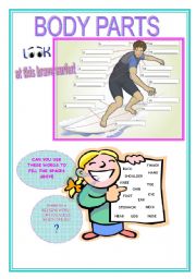 English Worksheet: BODY PARTS