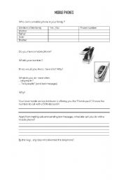 English Worksheet: Mobile phones