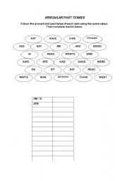 English worksheet: IRREGULAR PAST TENSES