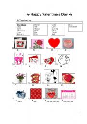 English Worksheet: Valentine Vocabulary
