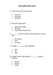 English worksheet: TIME EXPRESSIONS QUIZ