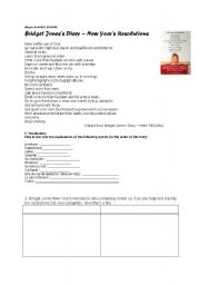 English Worksheet: Bridget Jones New years resolutions