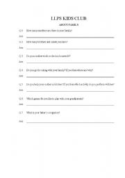 English worksheet: my family