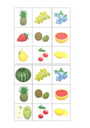 English worksheet: fruit bingo card 1