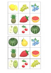 English Worksheet: fruit bingo card 2