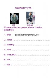 English worksheet: COMPARATIVES - COMPARE 2 PEOPLE