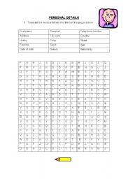 English Worksheet: Personal details