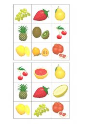 English Worksheet: fruit bingo card 3