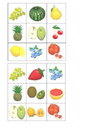 English worksheet: fruit bingo card 4